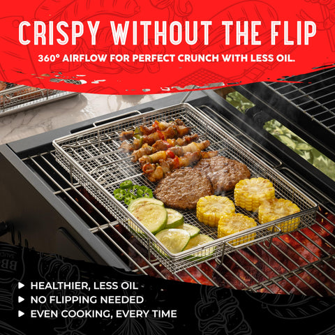 Shizzo food tongs included for safe flipping and serving.