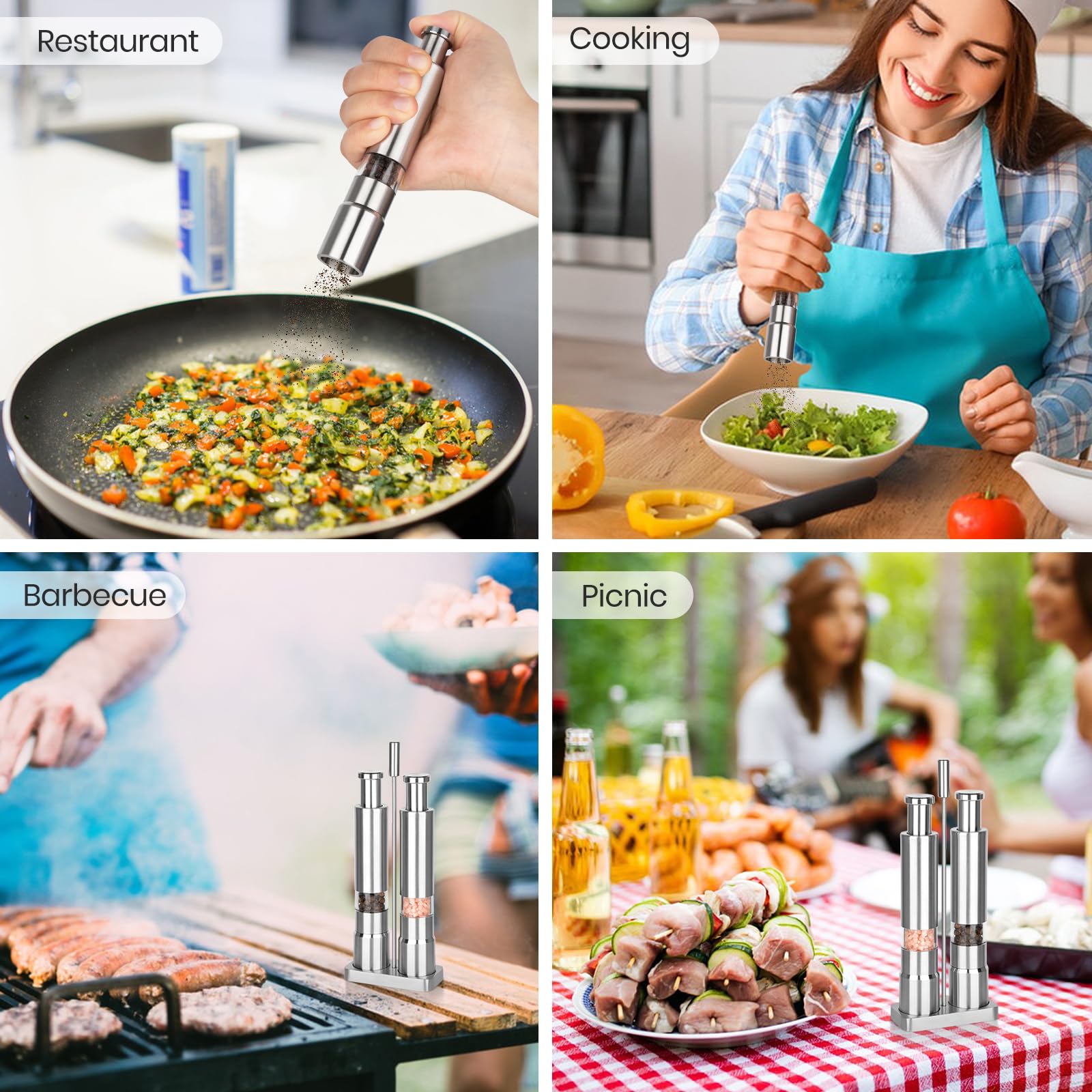 Shker clear base helps monitor spice levels at a glance during meals.