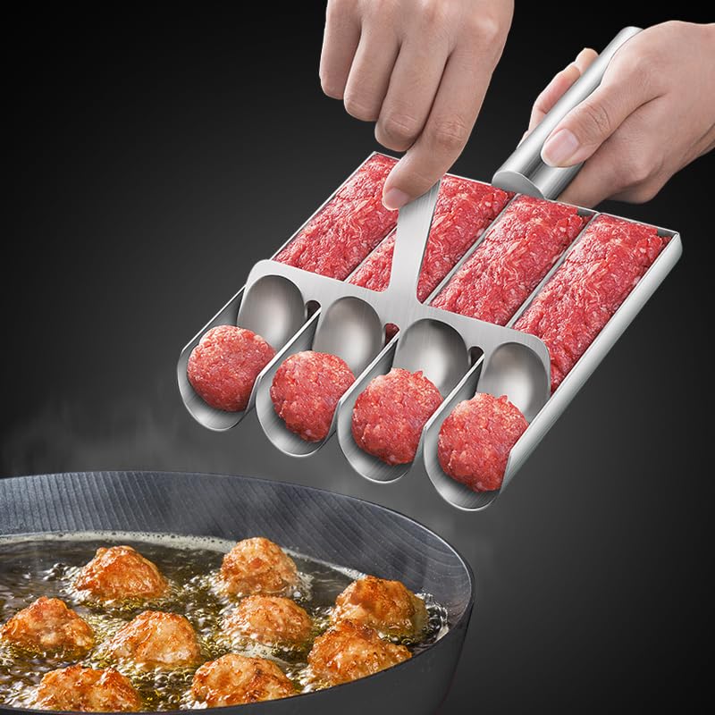 shofilt meatball scoop features a non-stick surface for easy release.
