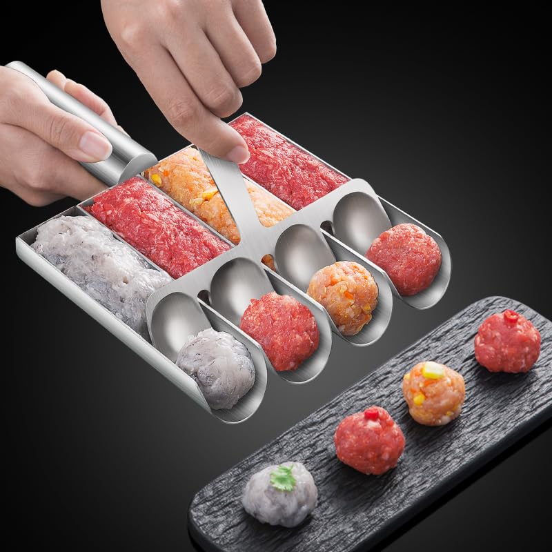 shofilt quadruple meatball maker with 4-spoon design for quick, uniform meatballs.