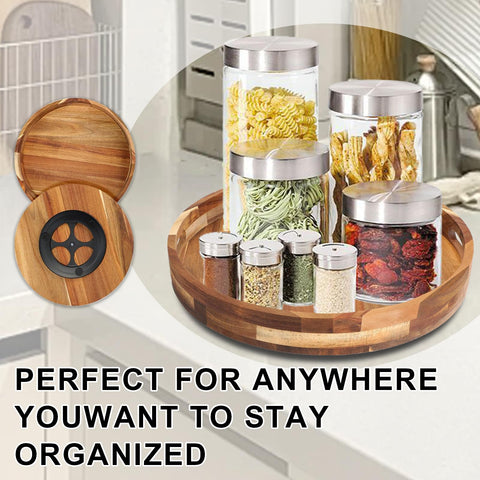 Sholramo Acacia spice organizer on countertop keeps spices neatly accessible