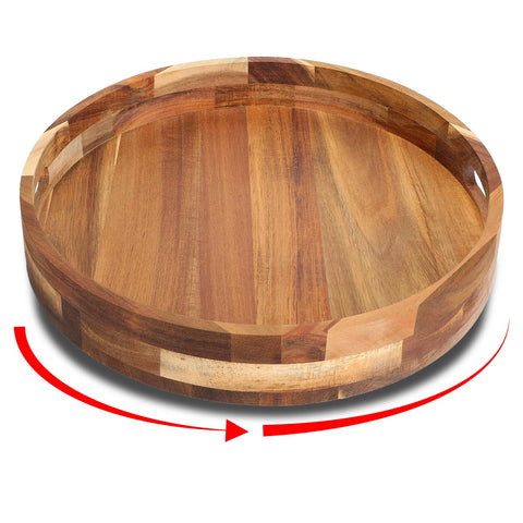 Sholramo Acacia Lazy Susan on a tabletop, 12-inch turntable for easy spice access