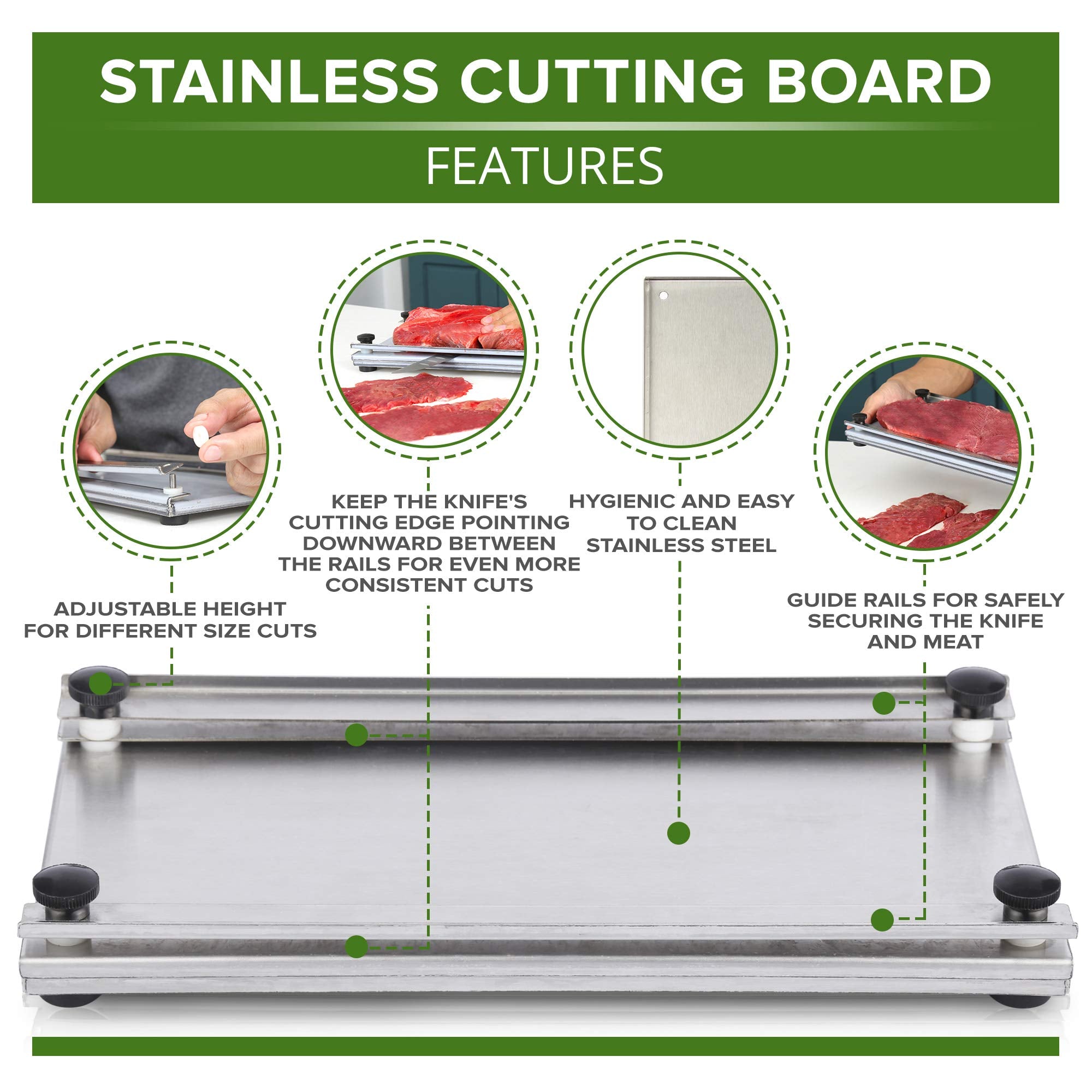 Shop-Ezy slip-resistant surface keeps the board steady while slicing