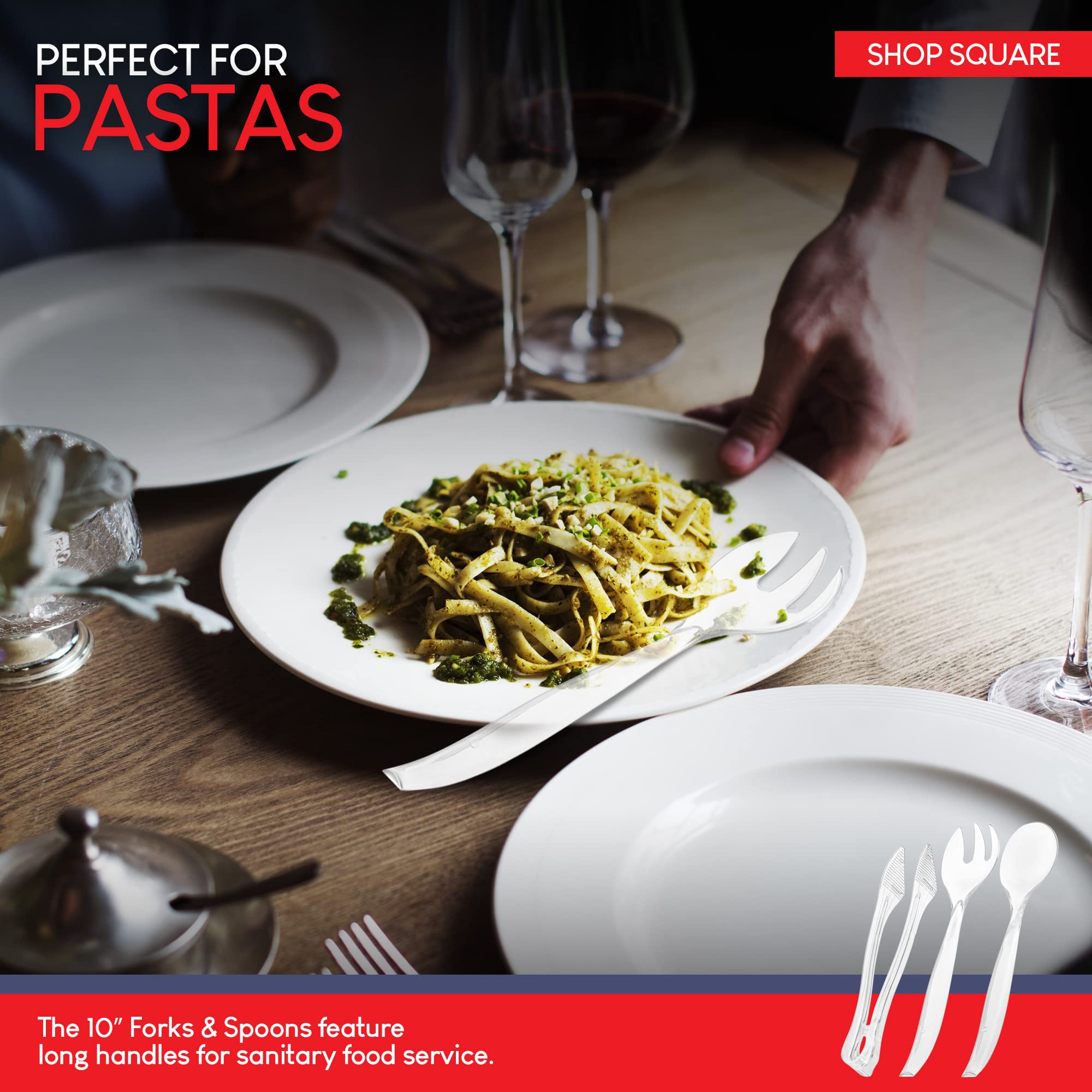 Shop Square BPA-free food-grade utensils for versatile catering use