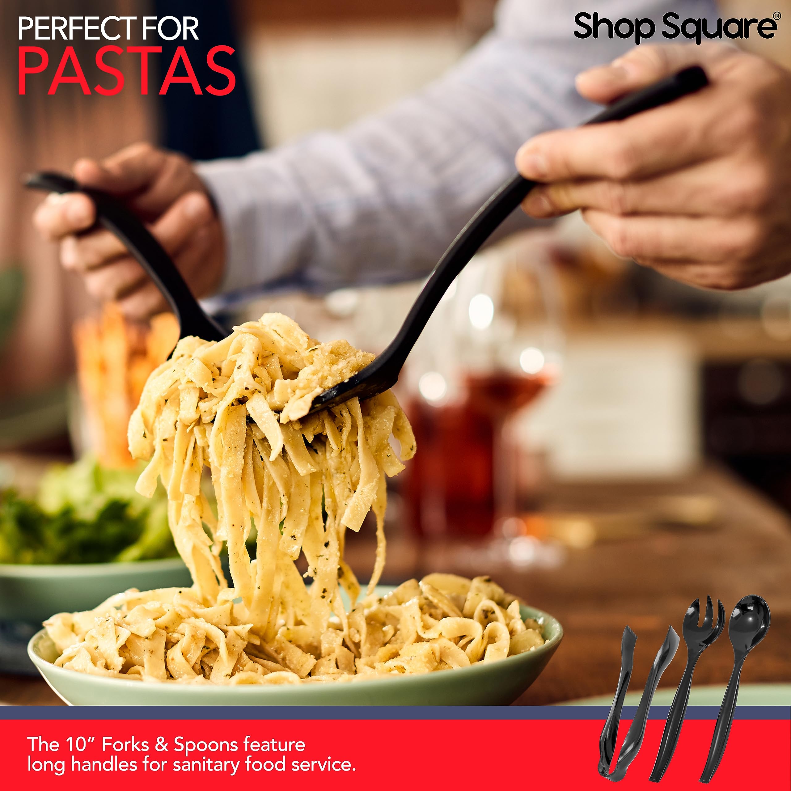 Shop Square disposable utensils enabling quick cleanup at events.