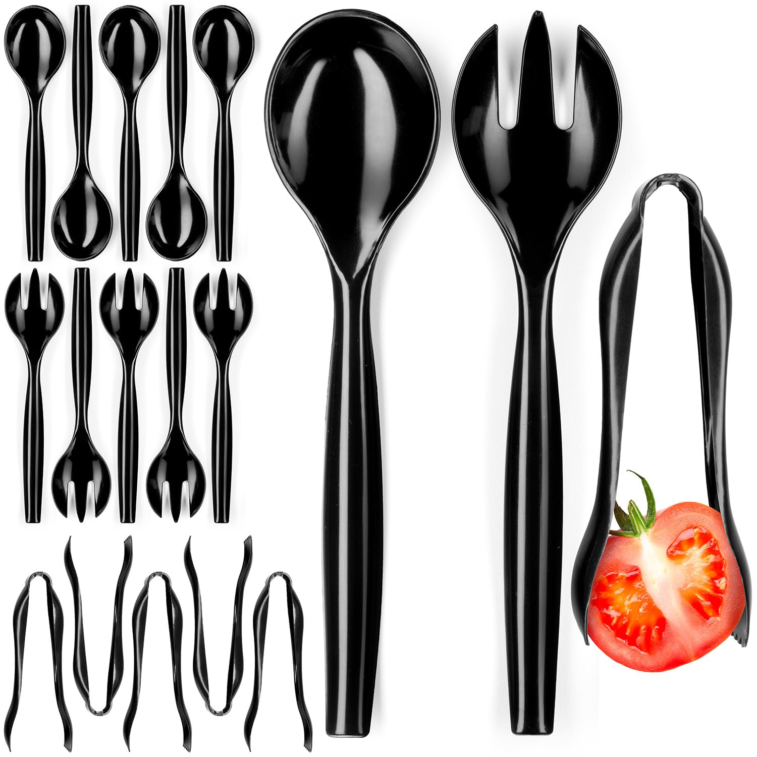 Shop Square 6-inch tongs in the set, ergonomic and durable for buffet service.
