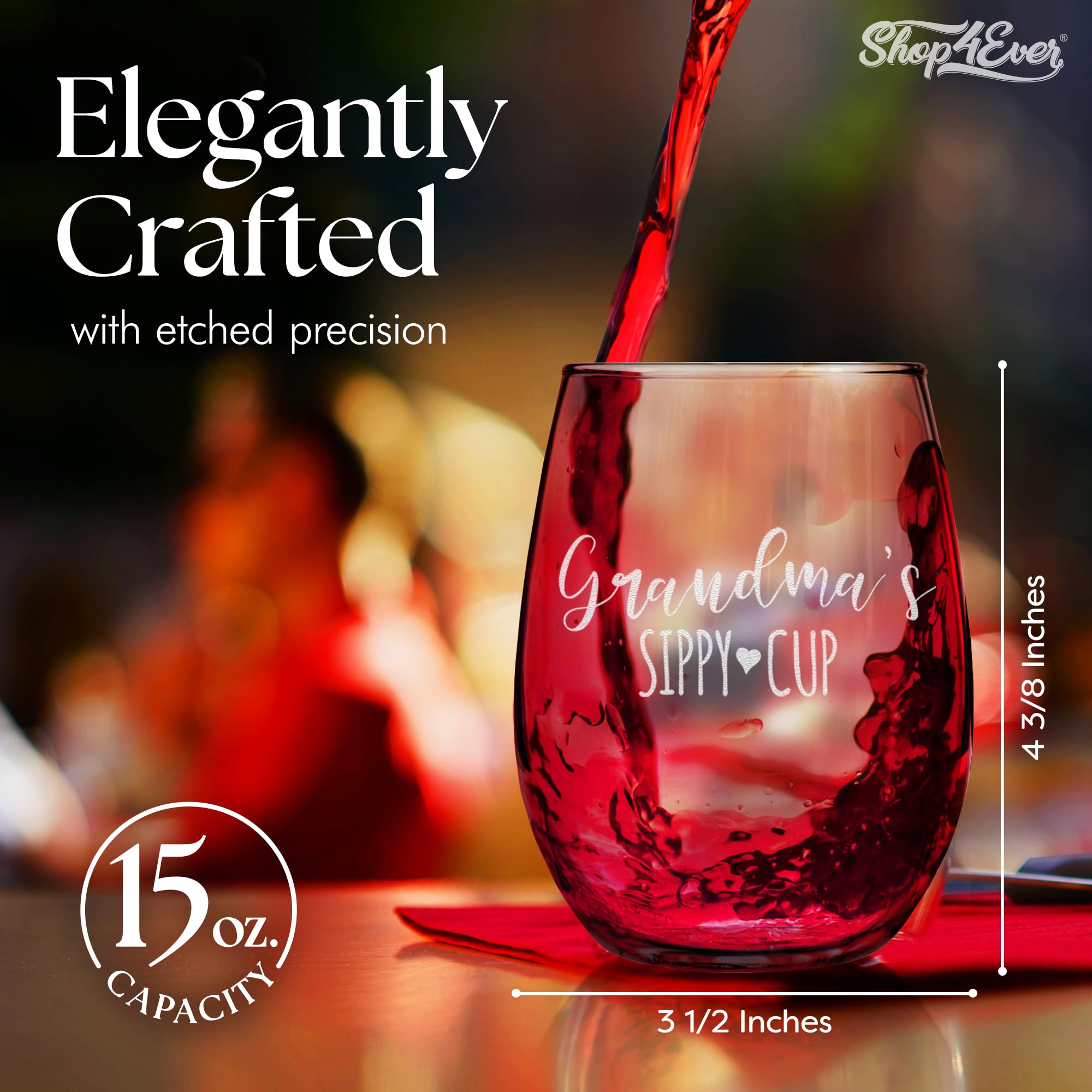 Shop4ever Grandmas Sippy Cup engraving detail highlights precision and crystal-clear finish.