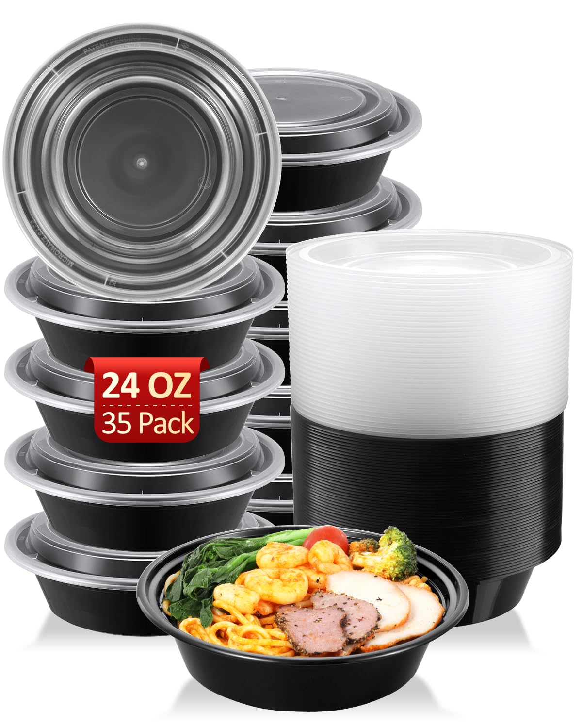 ShopDay 65-pack 24oz meal prep bowls ready for weekly meal planning.