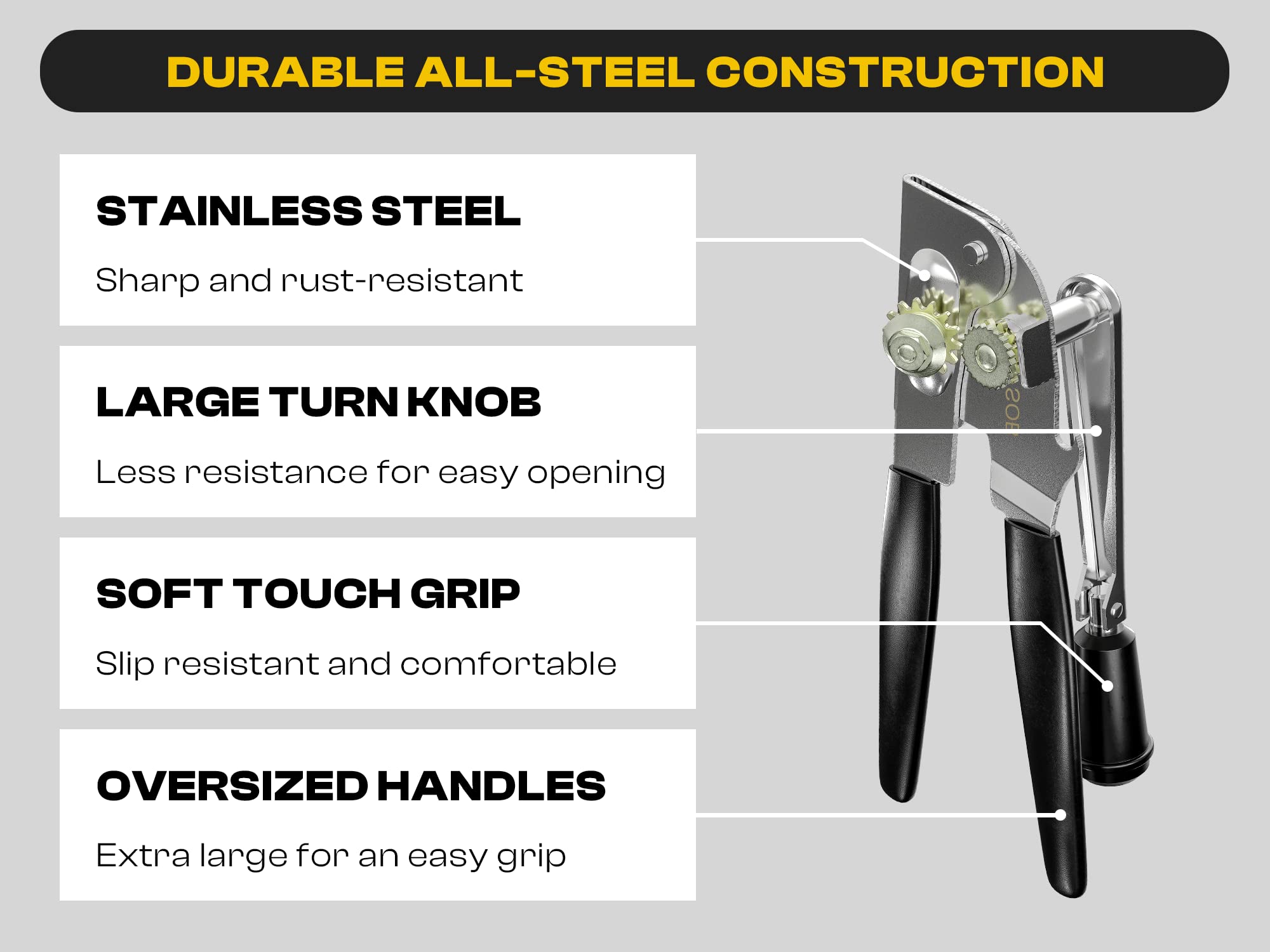ShoppingOnBed smooth-edge cutting blade for clean, risk-free can rims.