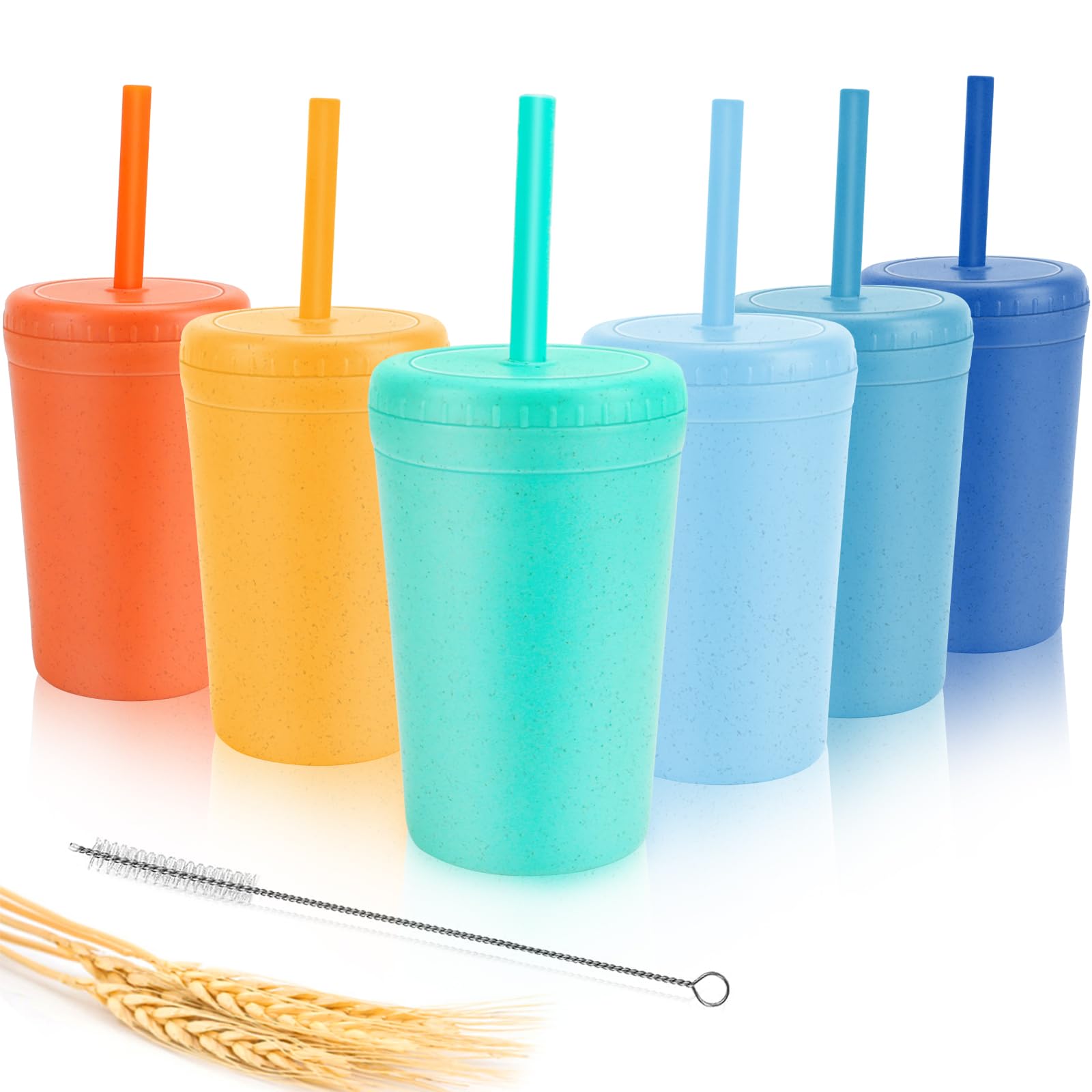 ShopWithGreen 10oz wheat straw cup with lid; spill-resistant for family use.