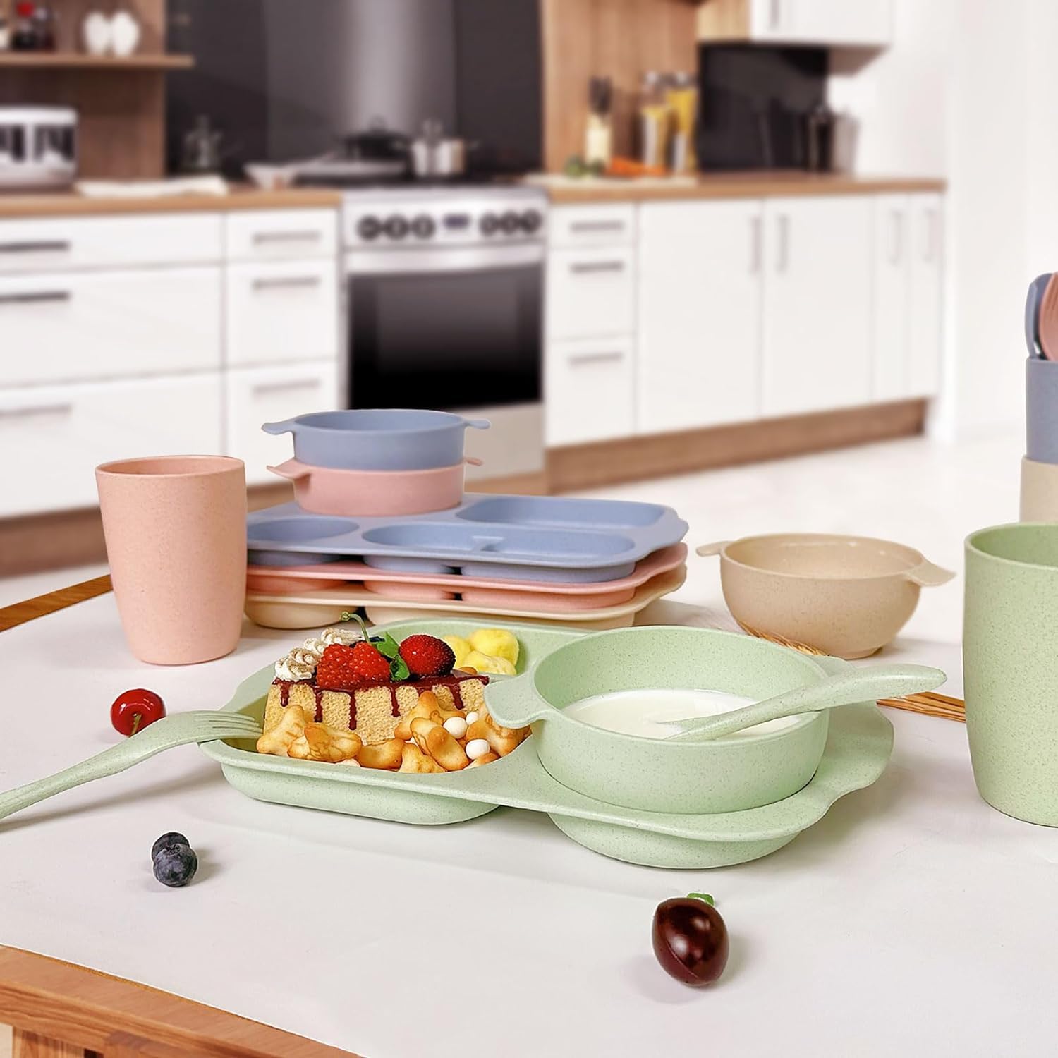 Shopwithgreen divided plates help organize portions for meals.