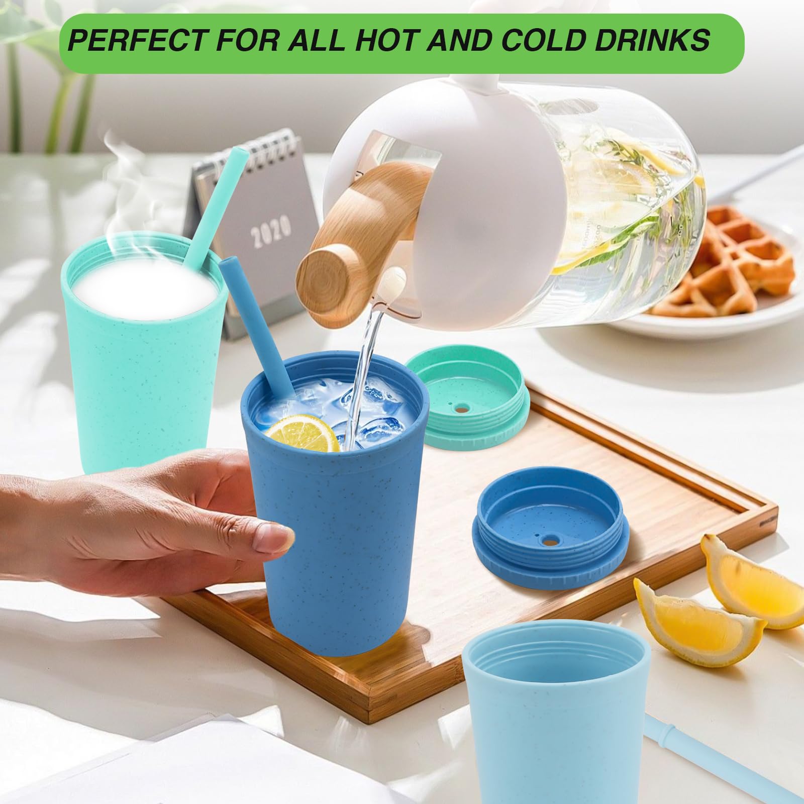 ShopWithGreen silicone straw inside cup; safe and chewable for kids and adults.