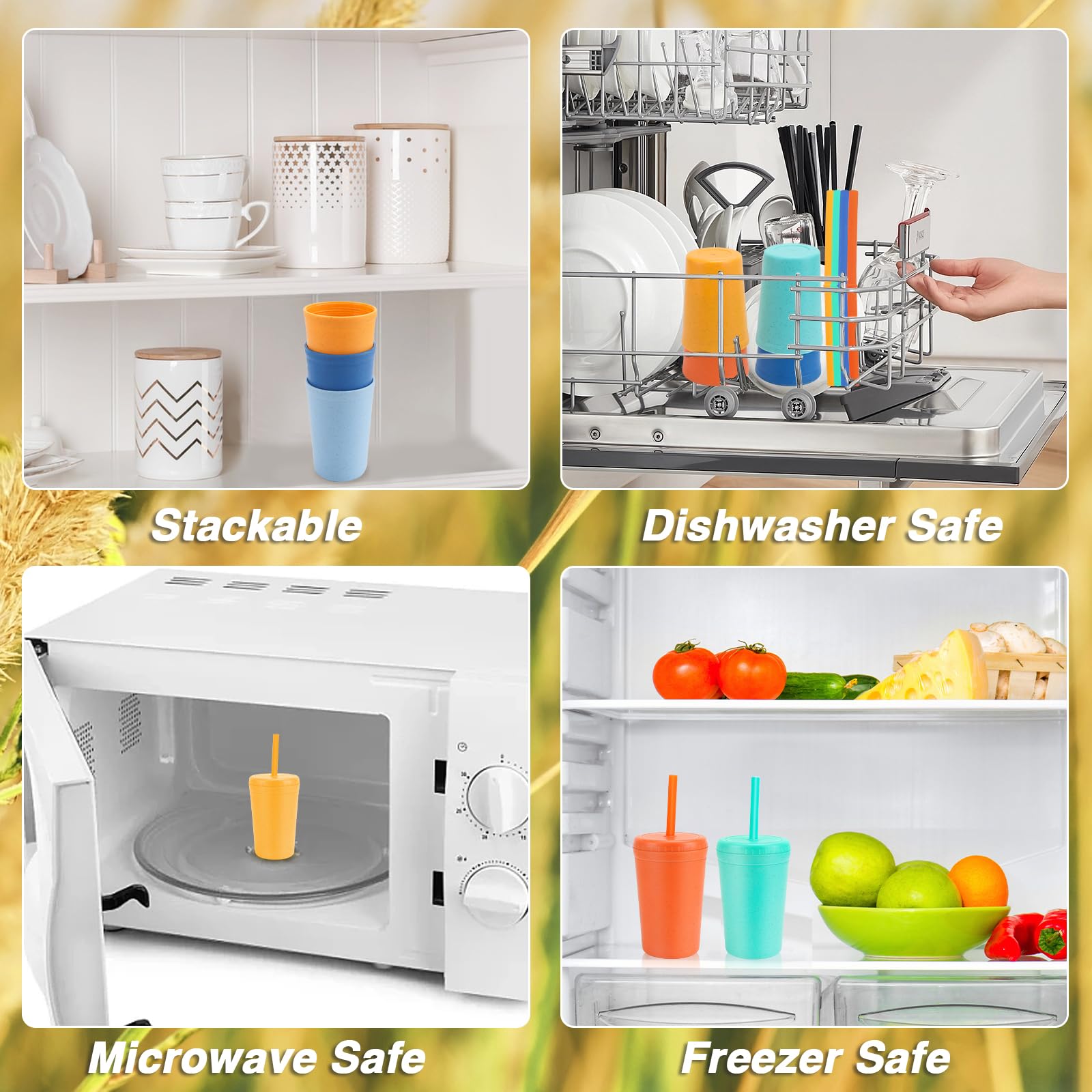 ShopWithGreen stackable cups save storage space in kitchen cabinets.