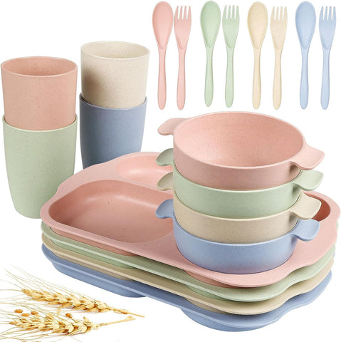 Shopwithgreen wheat straw divided plates provide durable kid-friendly meals.