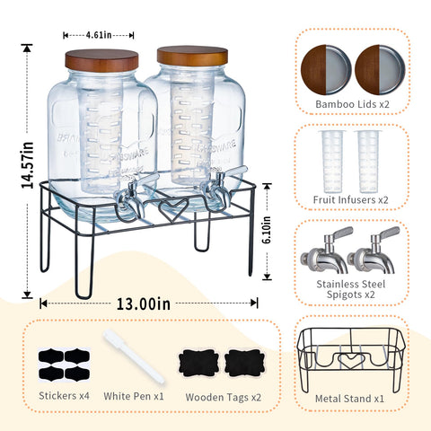 Bamboo lids with fruit infuser on ShoreHao dispenser for flavored drinks