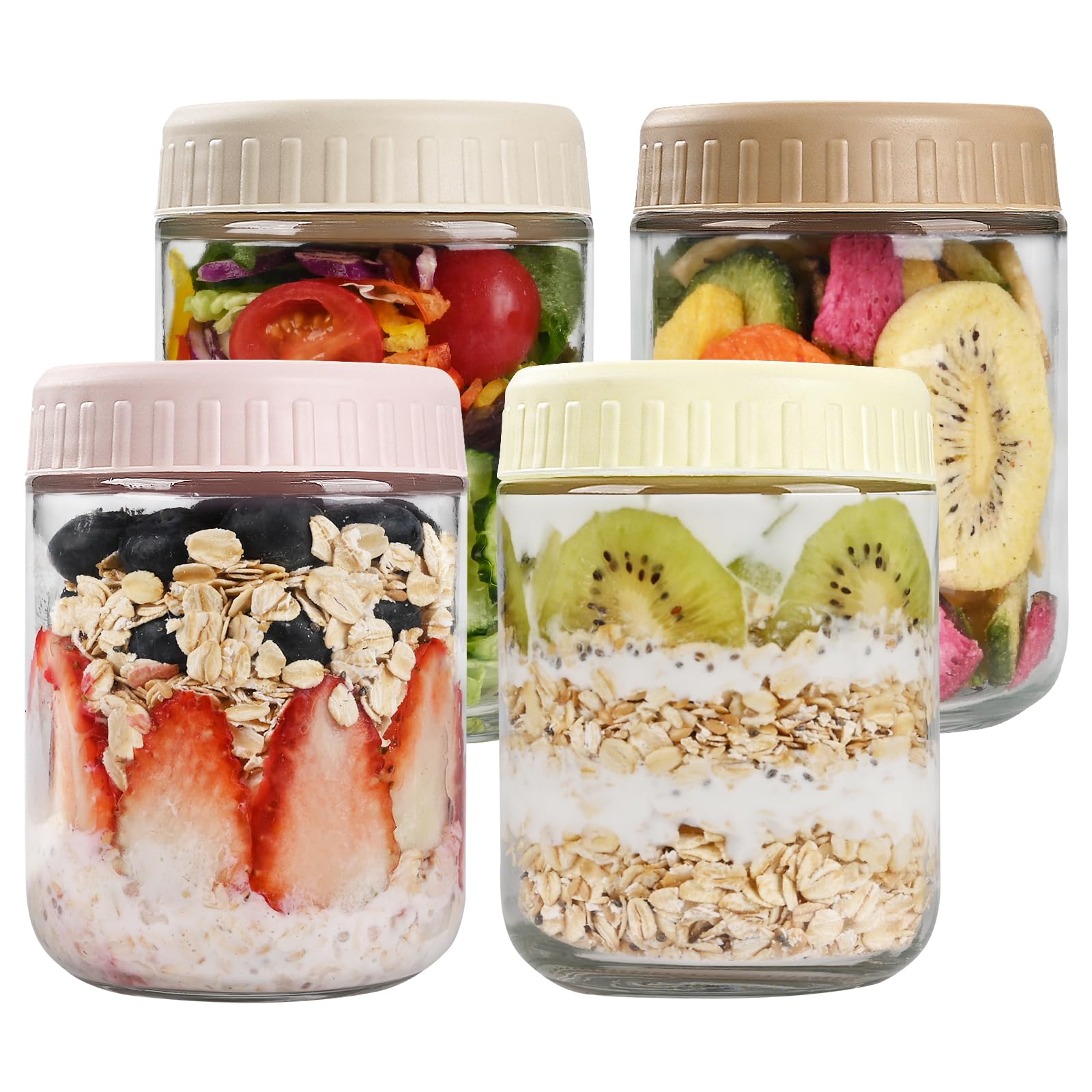 SHOWIN 16oz overnight oats container with lid for organized meal prep.