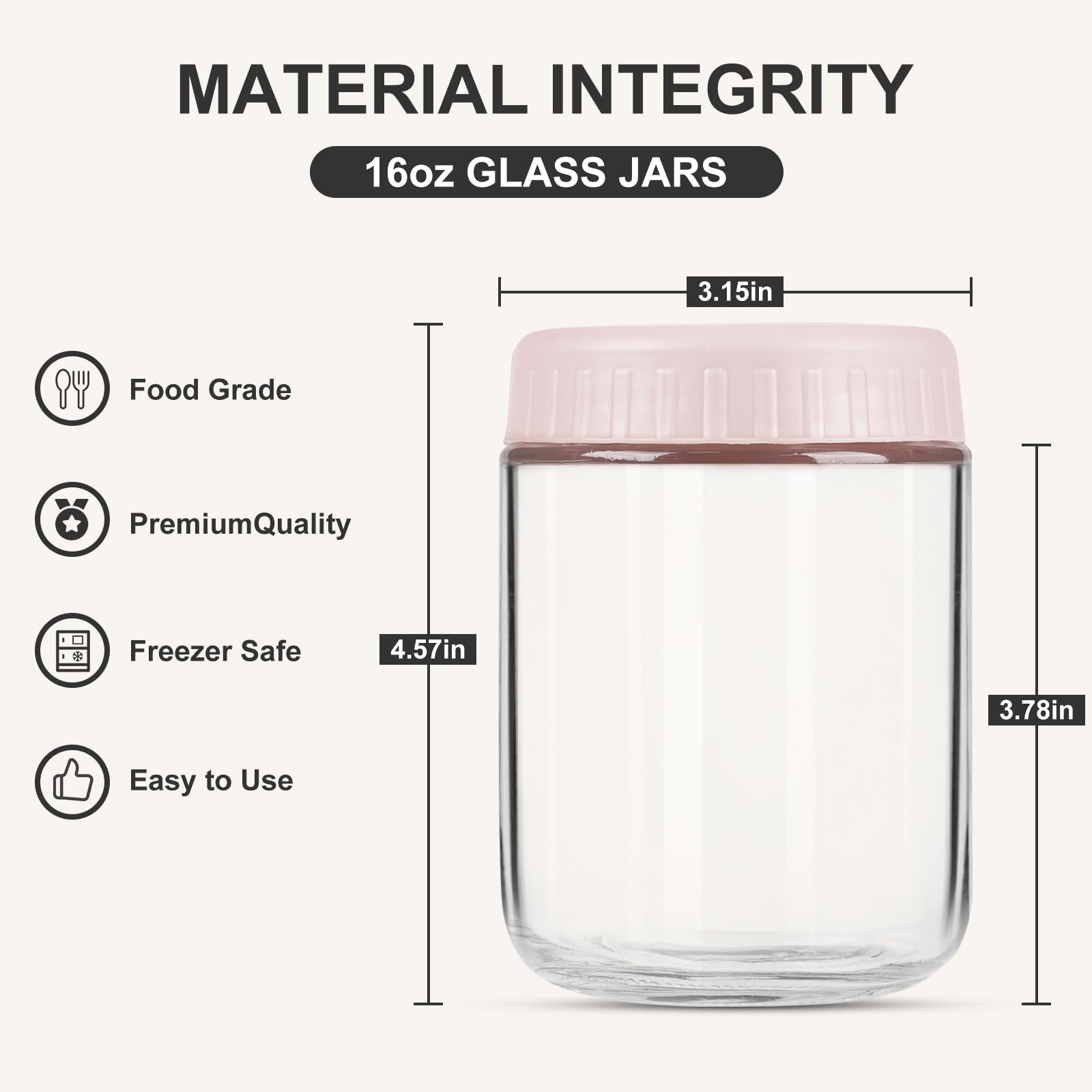 SHOWIN wide-mouth glass jar for easy filling and simple cleaning.