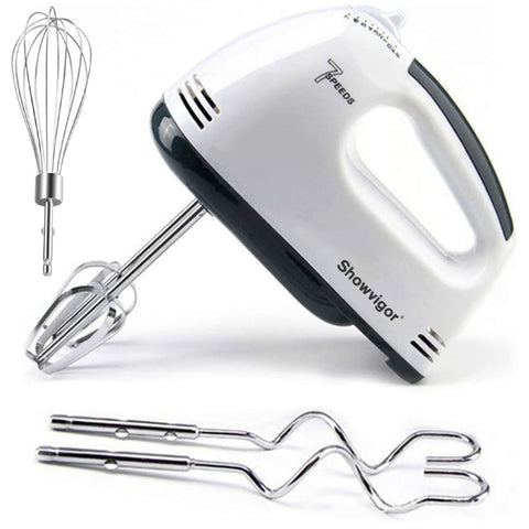 Showvigor electric hand mixer with 7 speeds for versatile batter prep.