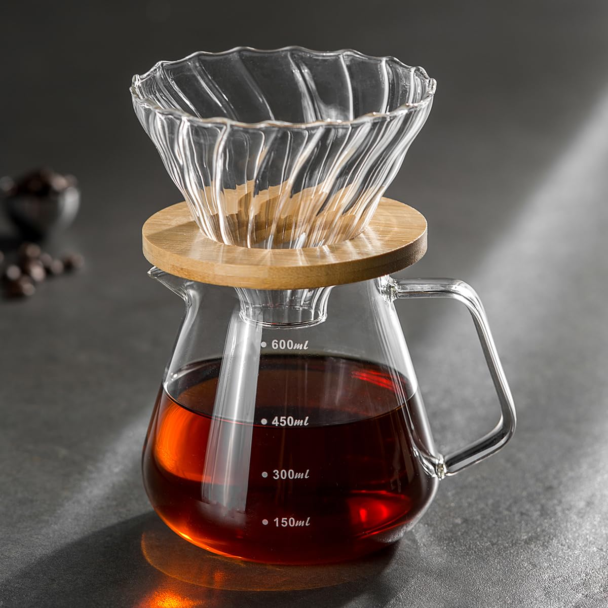 Shoxil 20oz coffee pot ready to serve 1–3 cups.