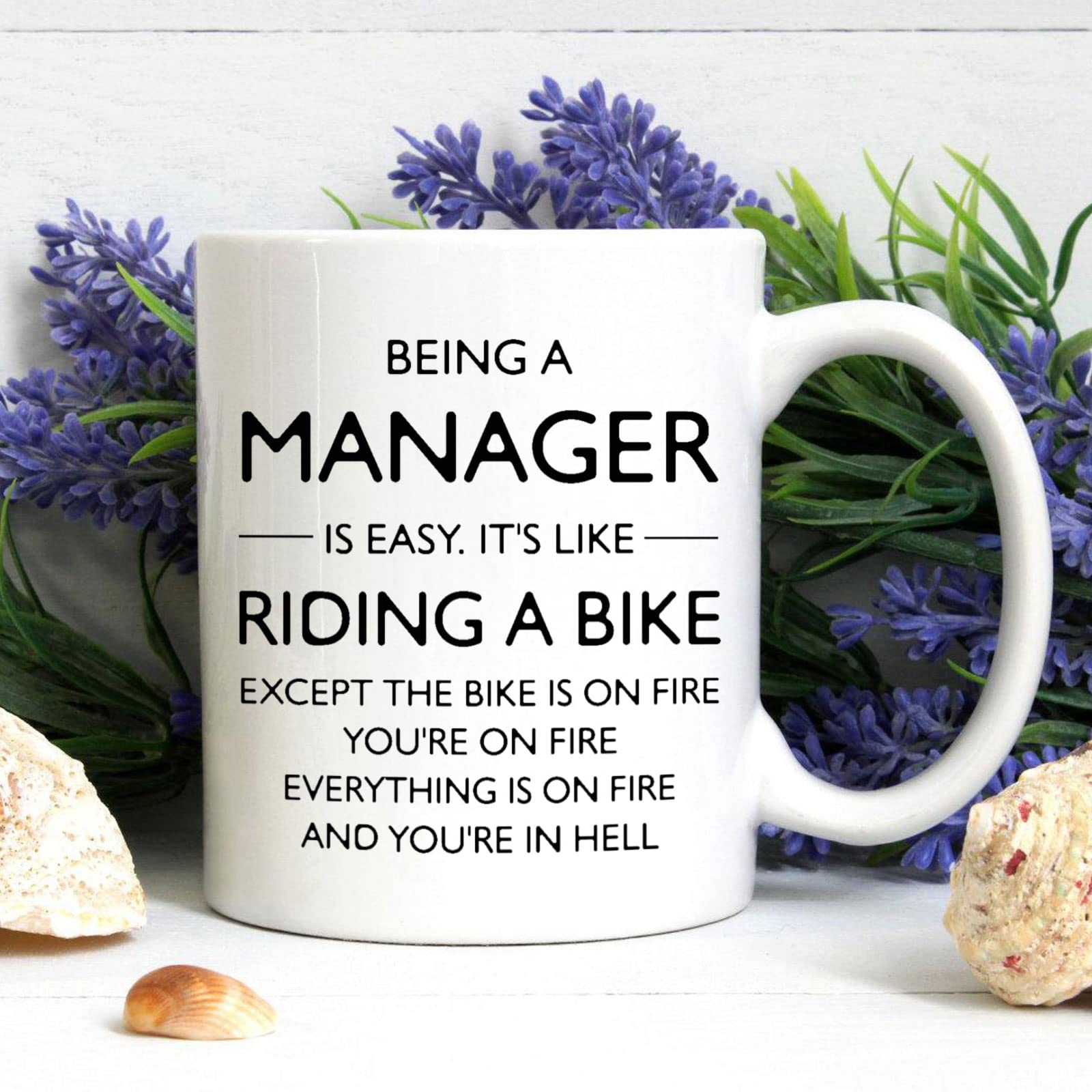Shqiueos funny manager mug handle closeup showing smooth finish