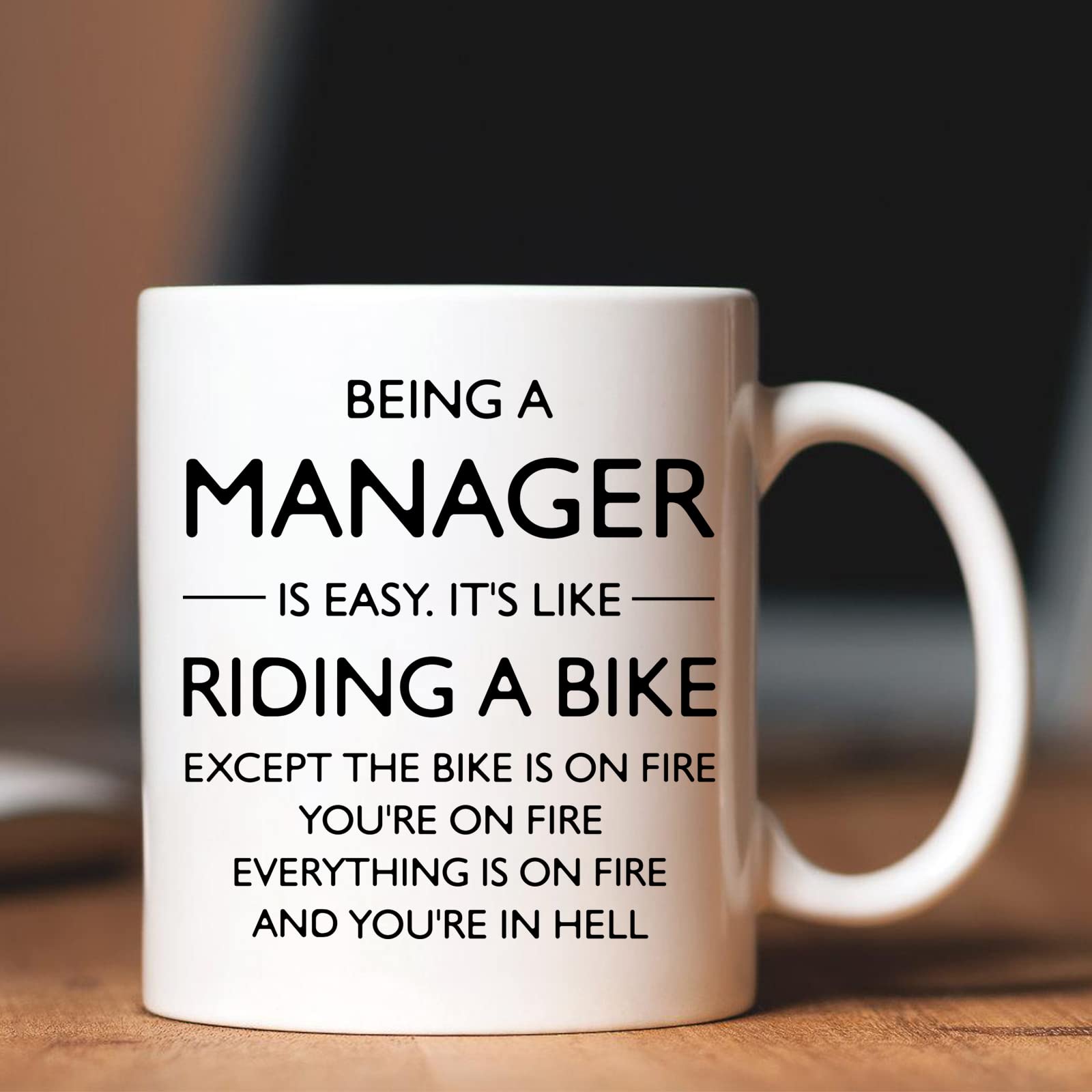 Shqiueos funny manager mug text on mug shows humorous reminder