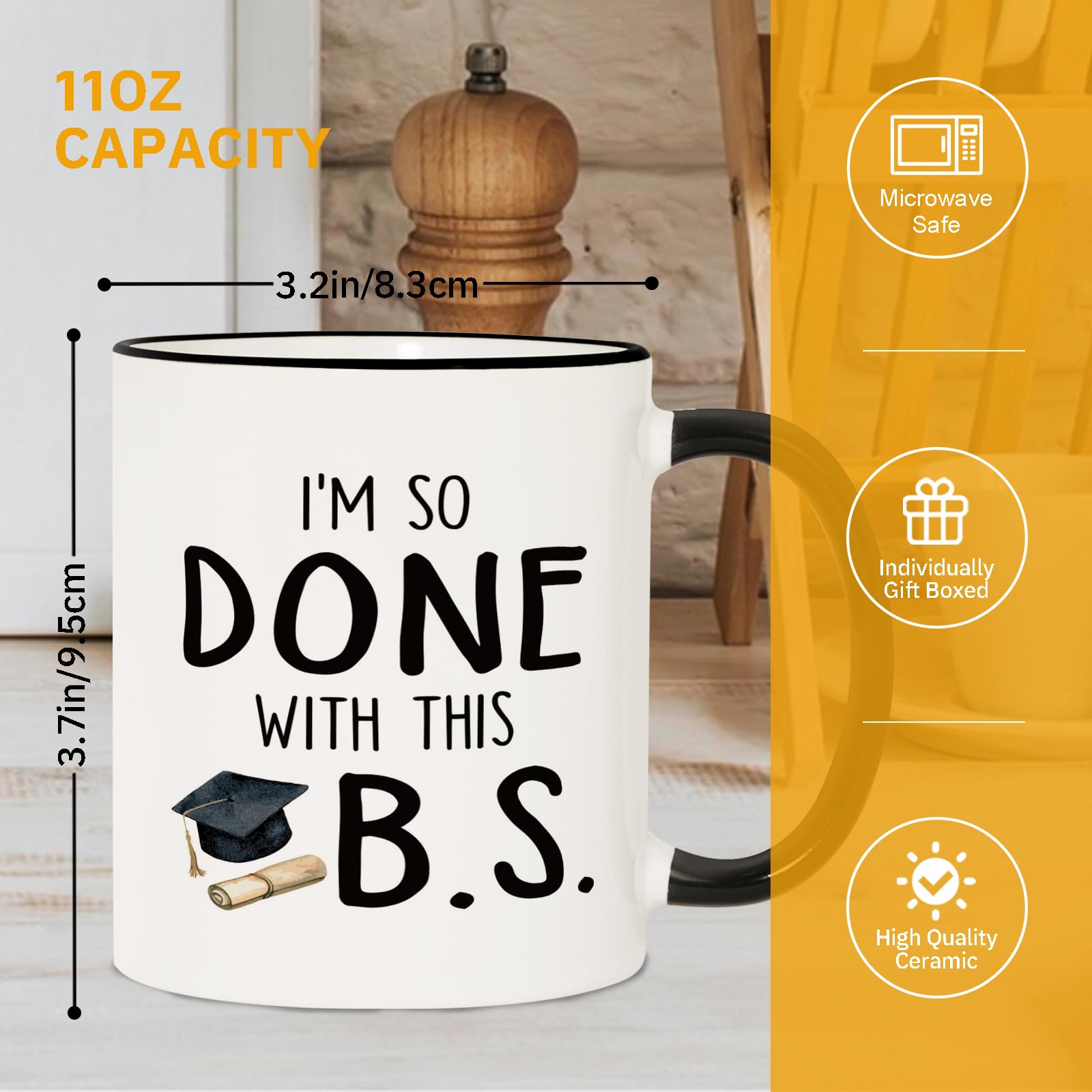 Shqiueos graduation mug daily-use design, durable ceramic.