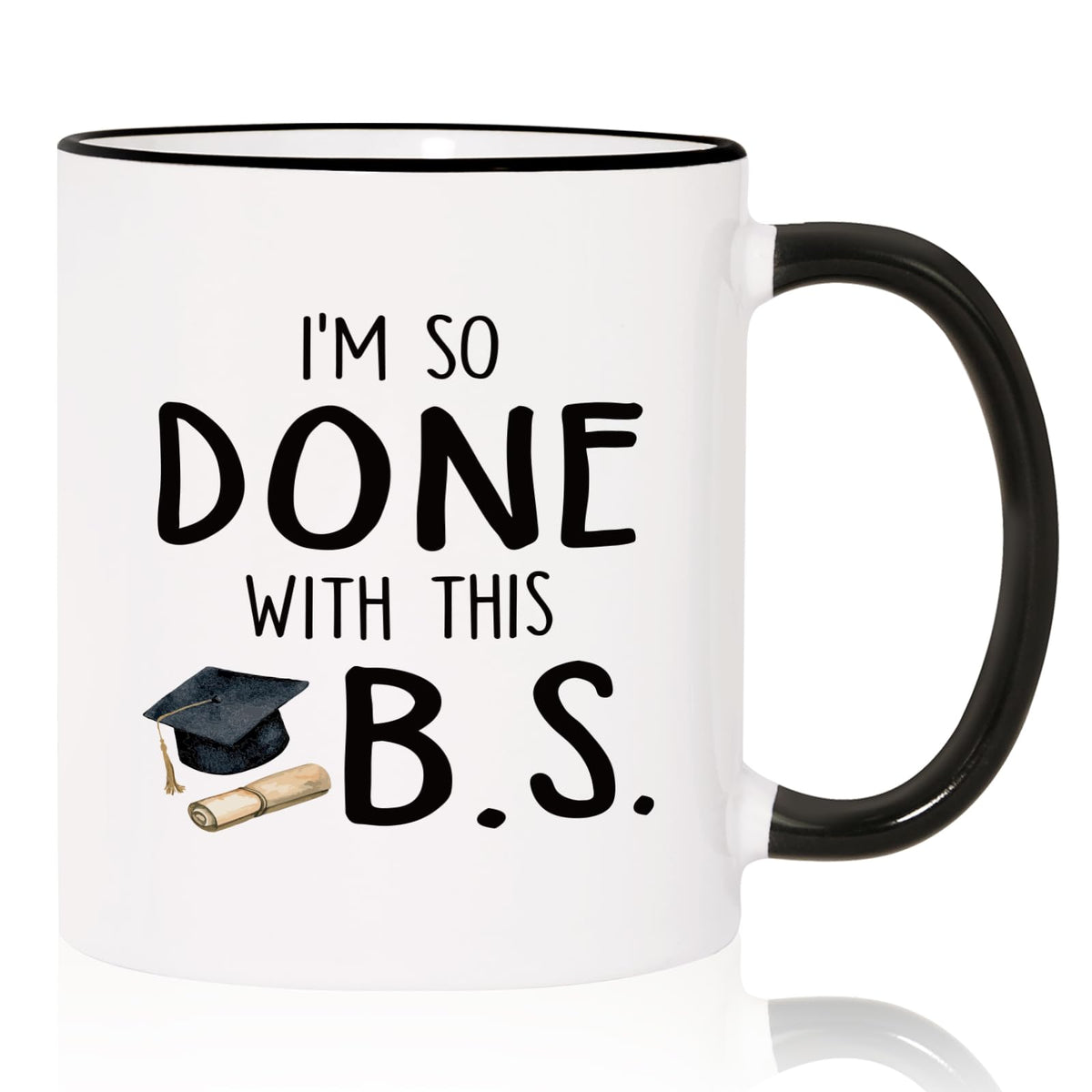 Shqiueos graduation mug front view, ideal for daily coffee after college.