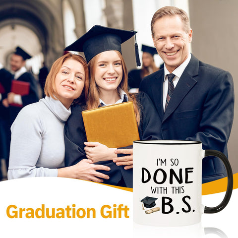 Shqiueos graduation mug side view with comfortable handle for morning routines.