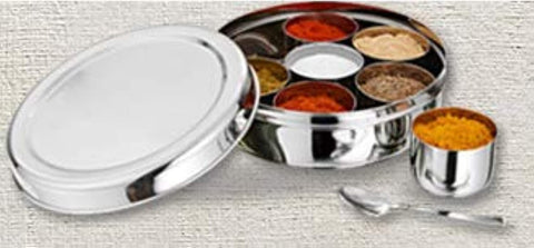Shradha Trading masala box being opened to show durable design.