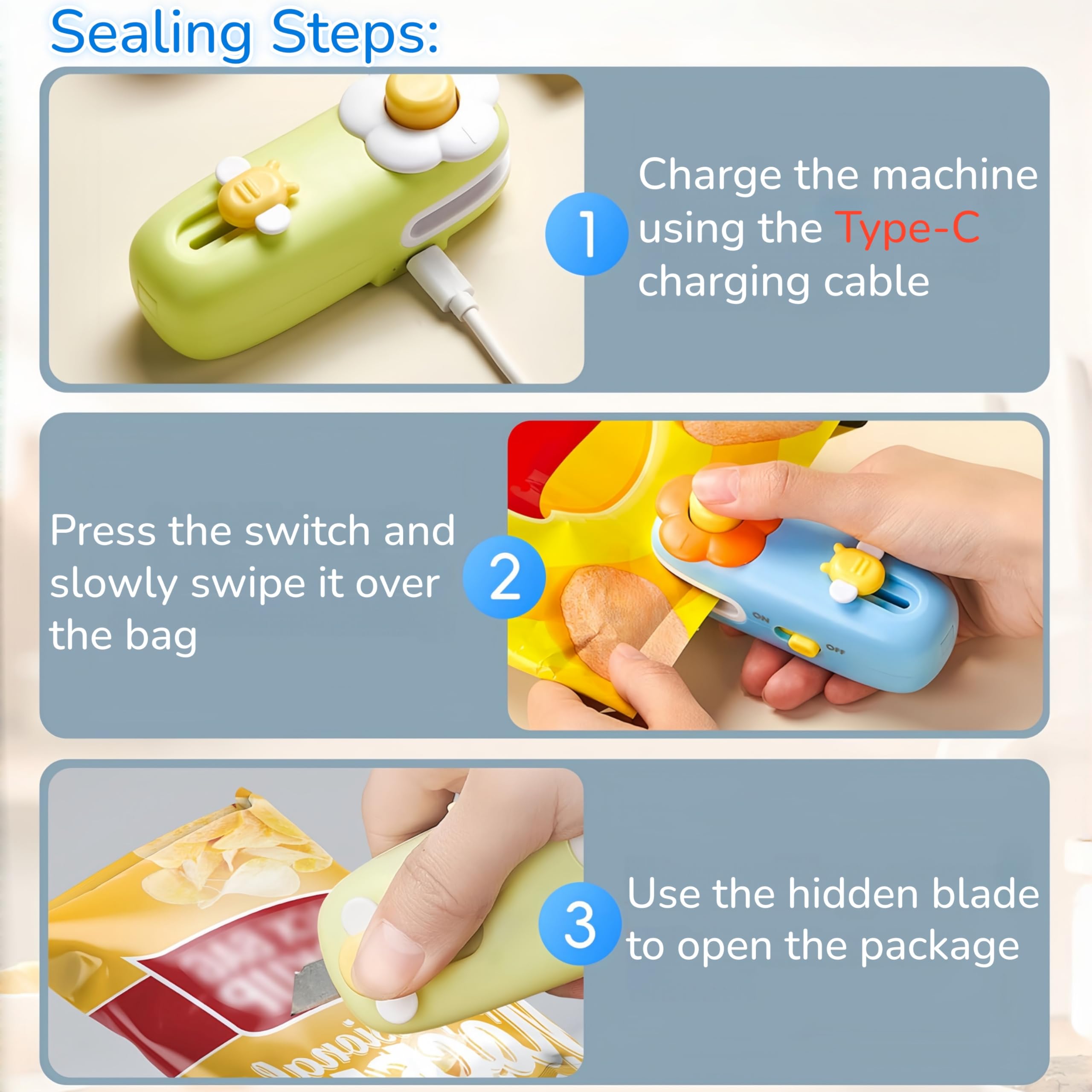 Shrunqi easy-seal bag sealer for snacks and tea bags