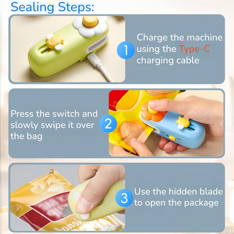 Shrunqi easy-seal bag sealer for snacks and tea bags