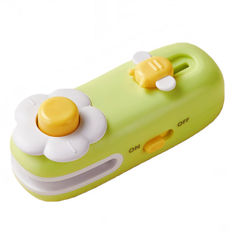 Shrunqi mini bag sealer with green design and magnetic bottom seals snacks securely