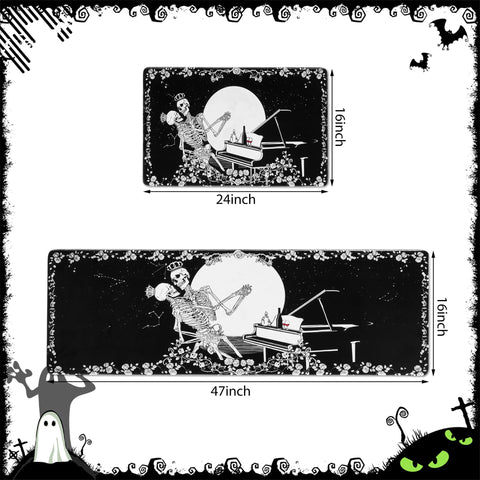 ShtNeeg halloween rug close-up reveals vintage skull design suitable for lively kitchen décor.