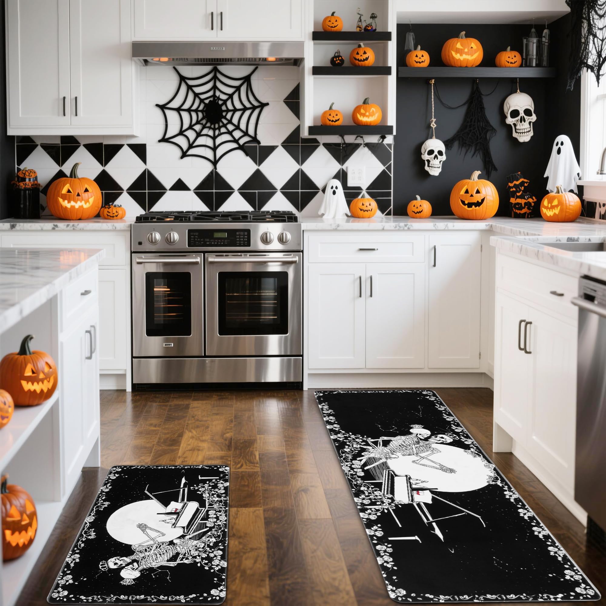 ShtNeeg skeleton kitchen mat 16x47 long size fits under doors and along counters.