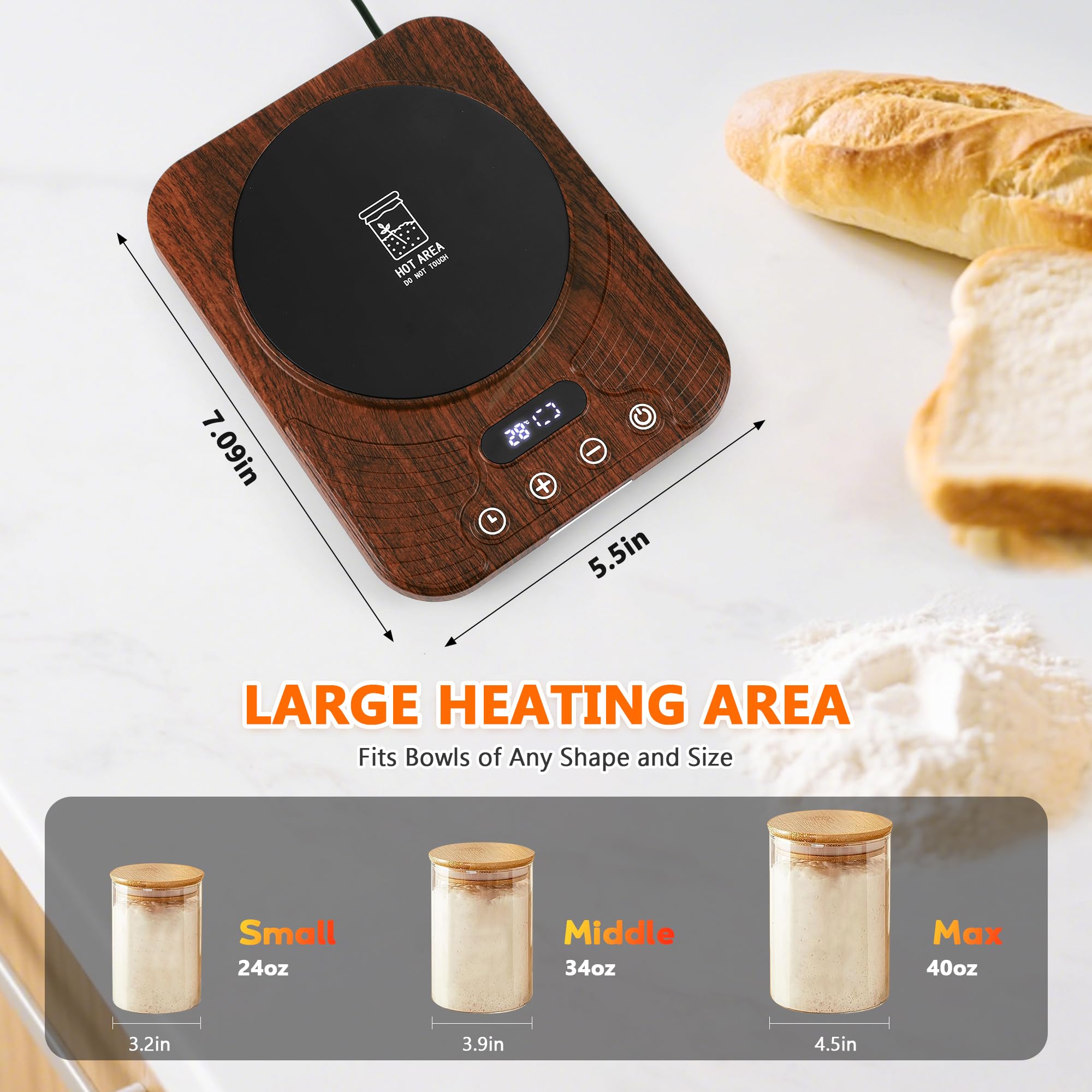 ShtNeeg Sourdough Warmer fits 24oz to 40oz containers, including glass jars.