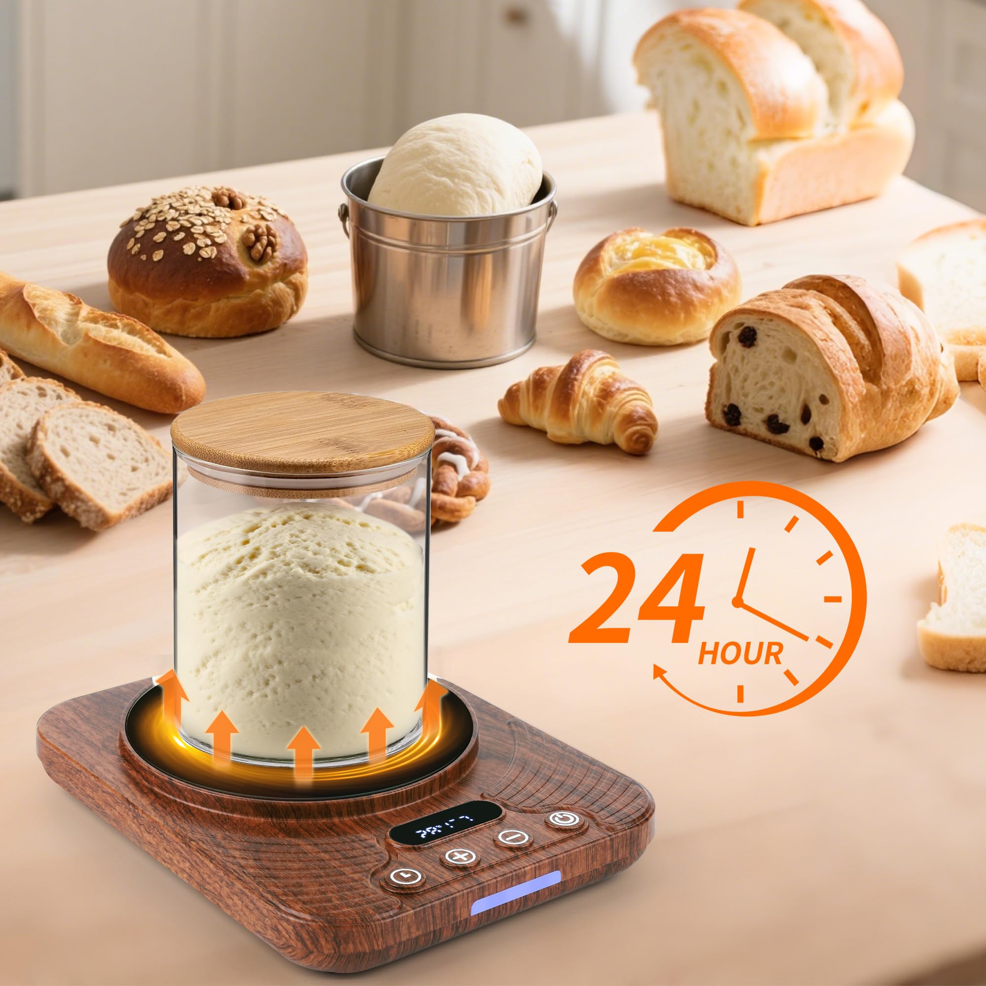 ShtNeeg Sourdough Warmer features memory and timer for hands free baking.