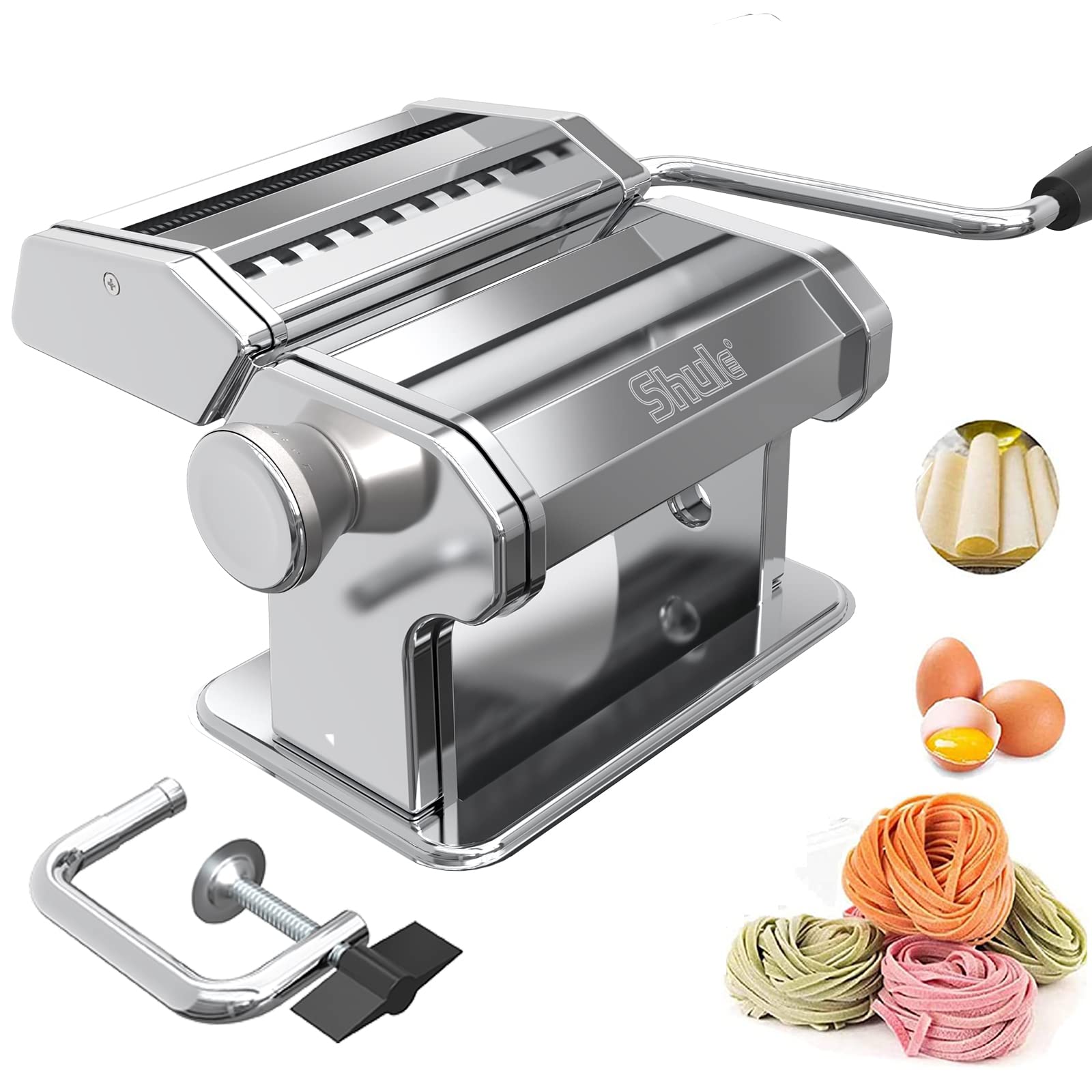 Shule pasta maker with stainless steel body for durable kitchen use