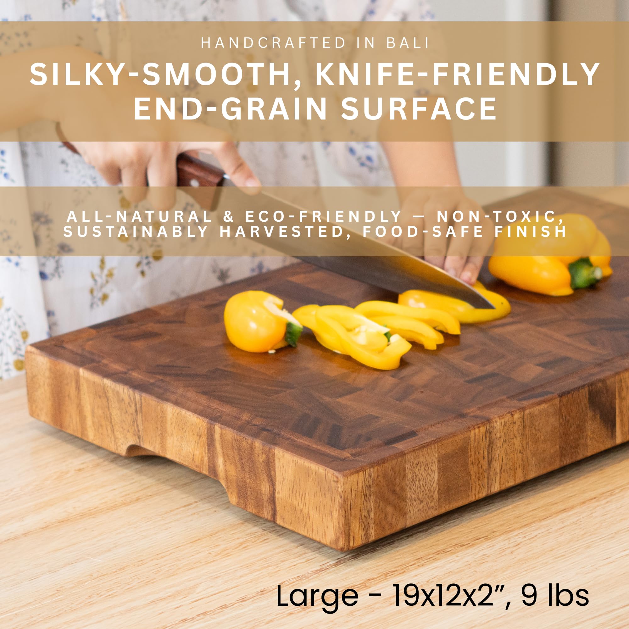 SHUMARU handmade Bali cutting board with unique grain patterns for elegant serving