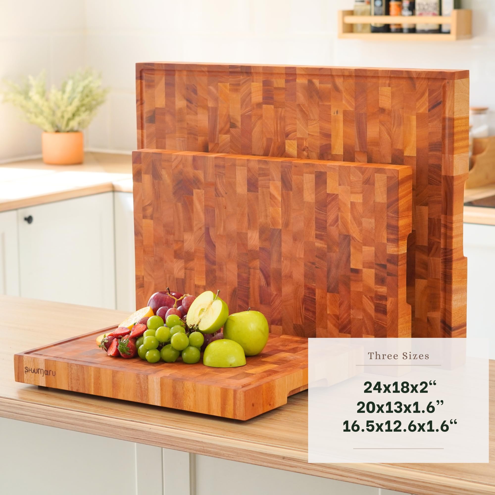 SHUMARU 20x13 inch cutting board offers stable chopping.