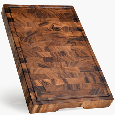 SHUMARU tropical walnut end-grain cutting board offers durable chopping surface