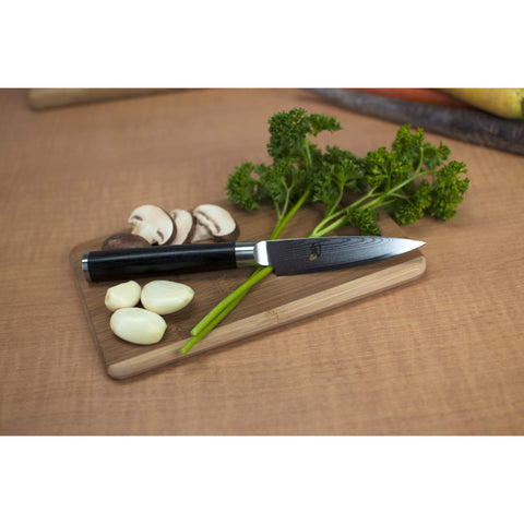 Shun Classic paring knife with Damascus-cladding detail and rust-free look
