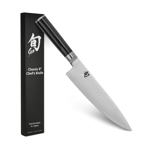 Shun Classic 8-inch Chef's Knife blade detail for precise slicing and mincing