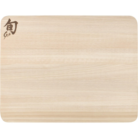 Shun Cutlery Small Hinoki Cutting Board top view showing a compact prep surface.