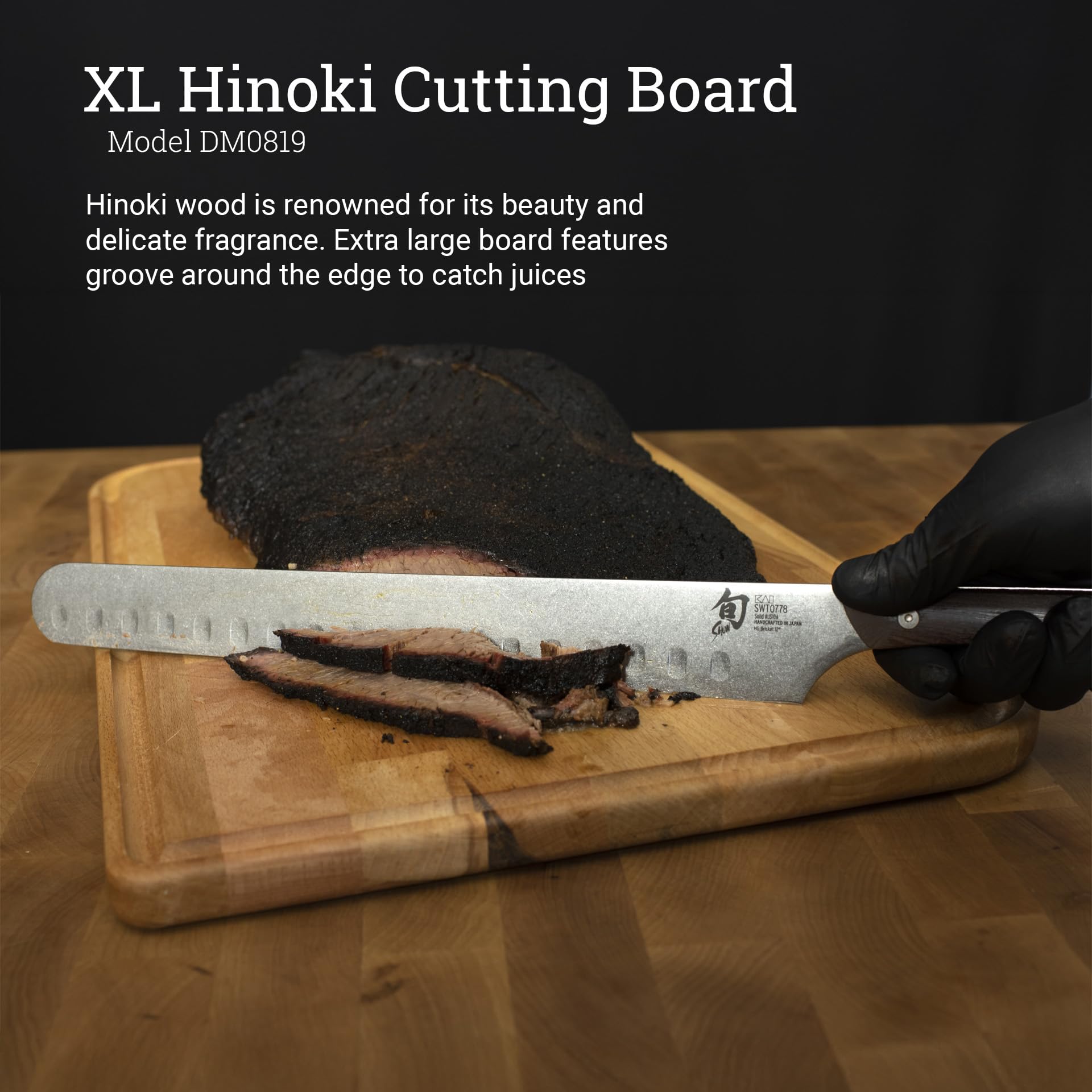 Juice groove visible for catching juices during chopping