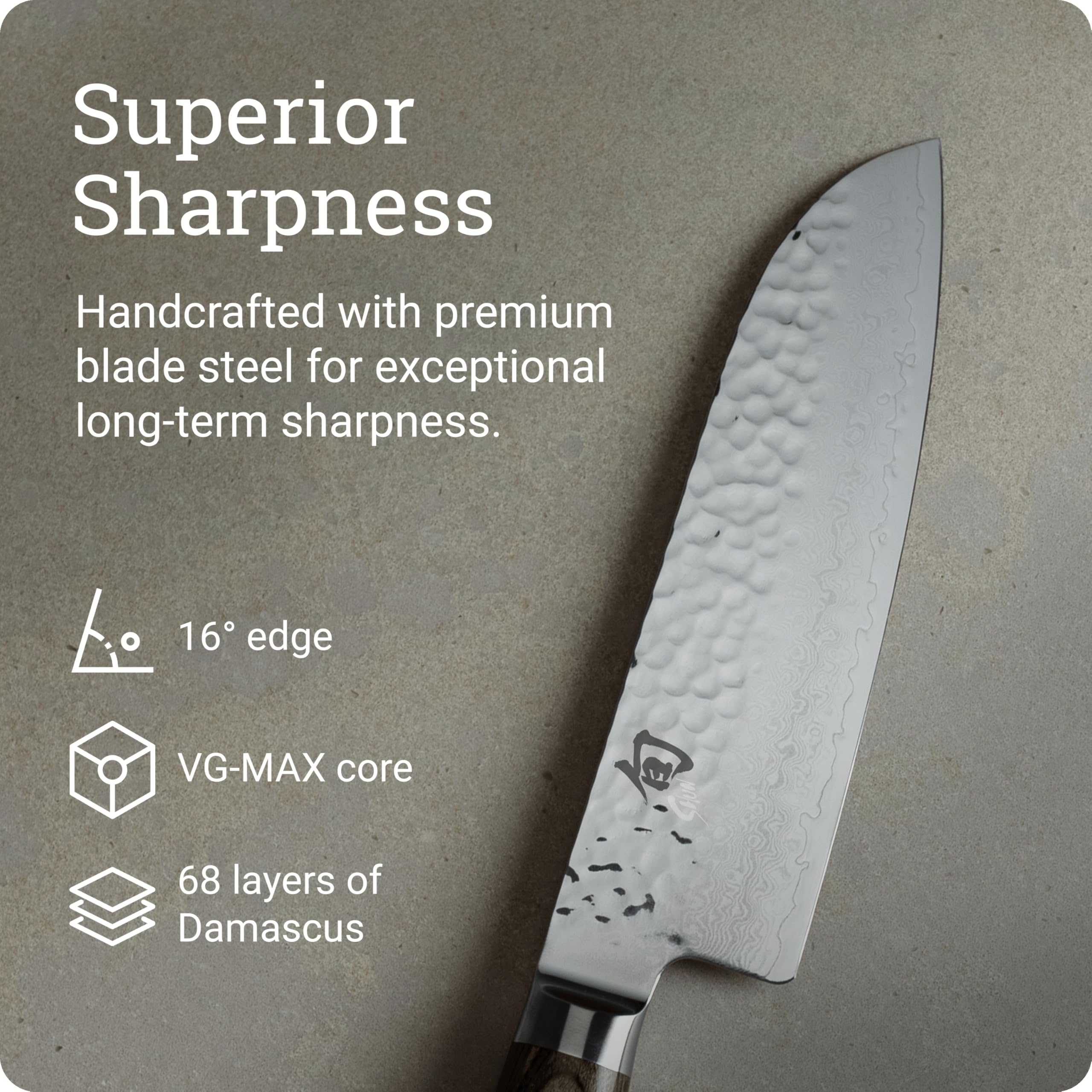 Shun Premier Pakkawood handle offers comfortable, secure grip.