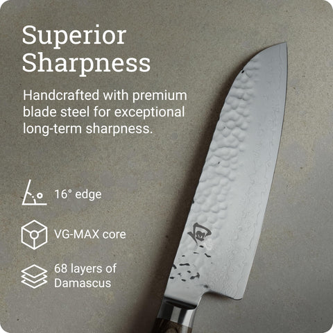 Shun Premier Pakkawood handle offers comfortable, secure grip.