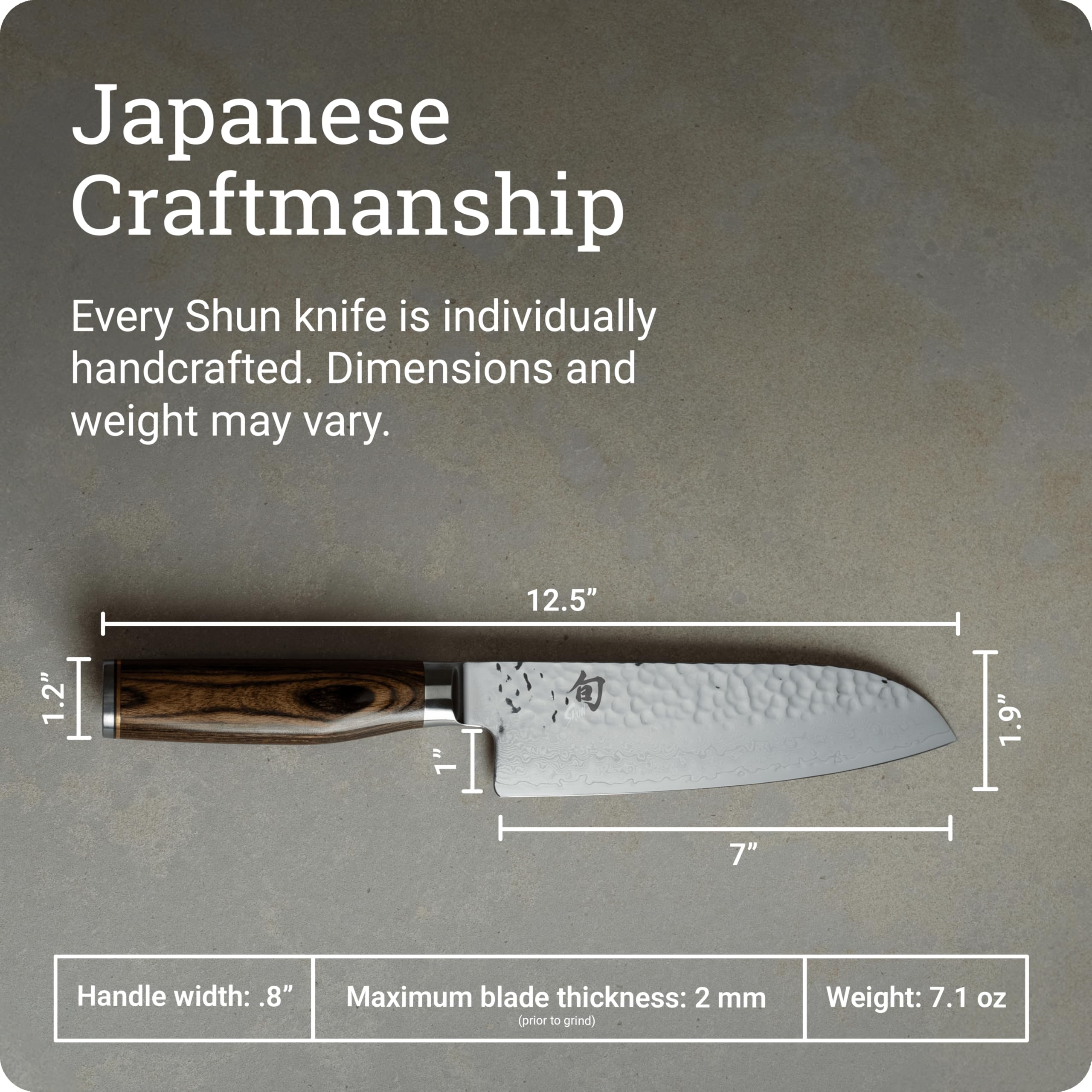Shun Premier Santoku slicing meat and fish with versatile performance.