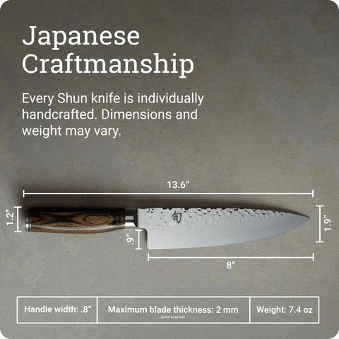Shun Premier 16-degree edge enables precise cuts.