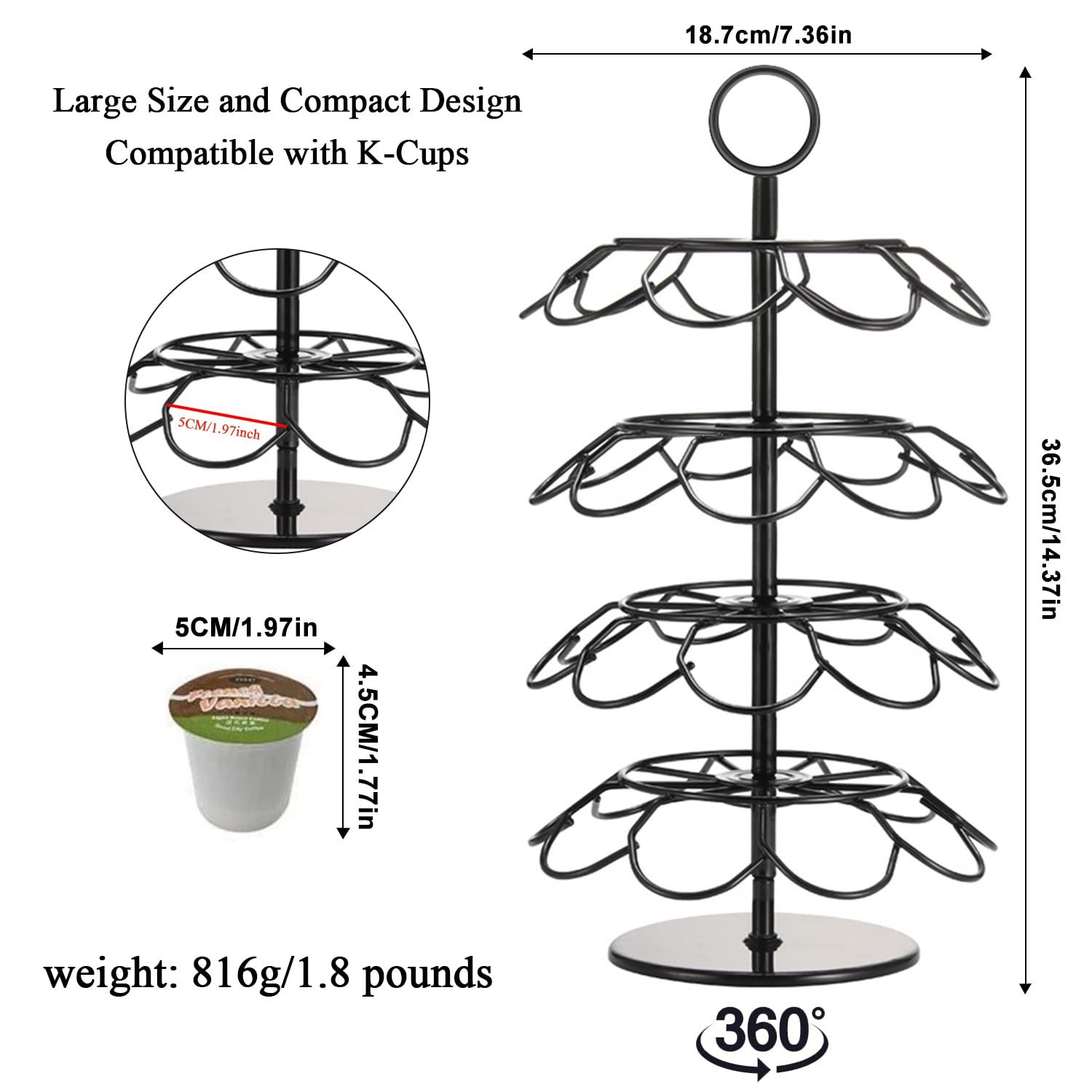 SHURFFY space-saving circular design reduces counter clutter