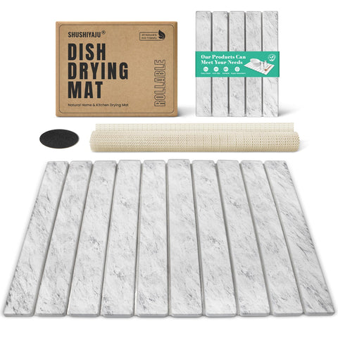 SHUSHIYAJU stone drying mat 24x16 on kitchen counter offers fast absorption.